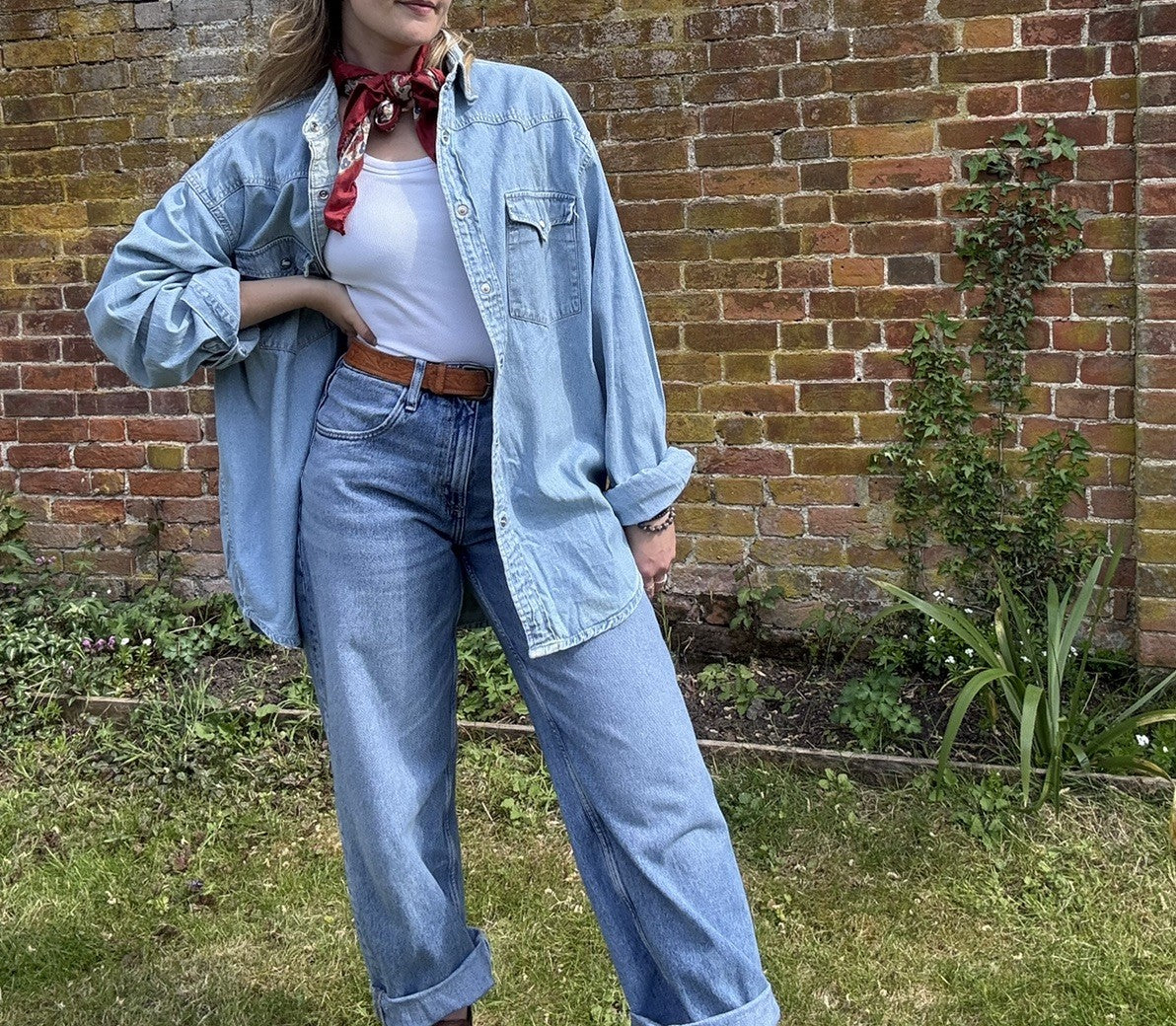 Vintage Size XL  16-20 Blue Denim Levi's Western Worker Shirt
