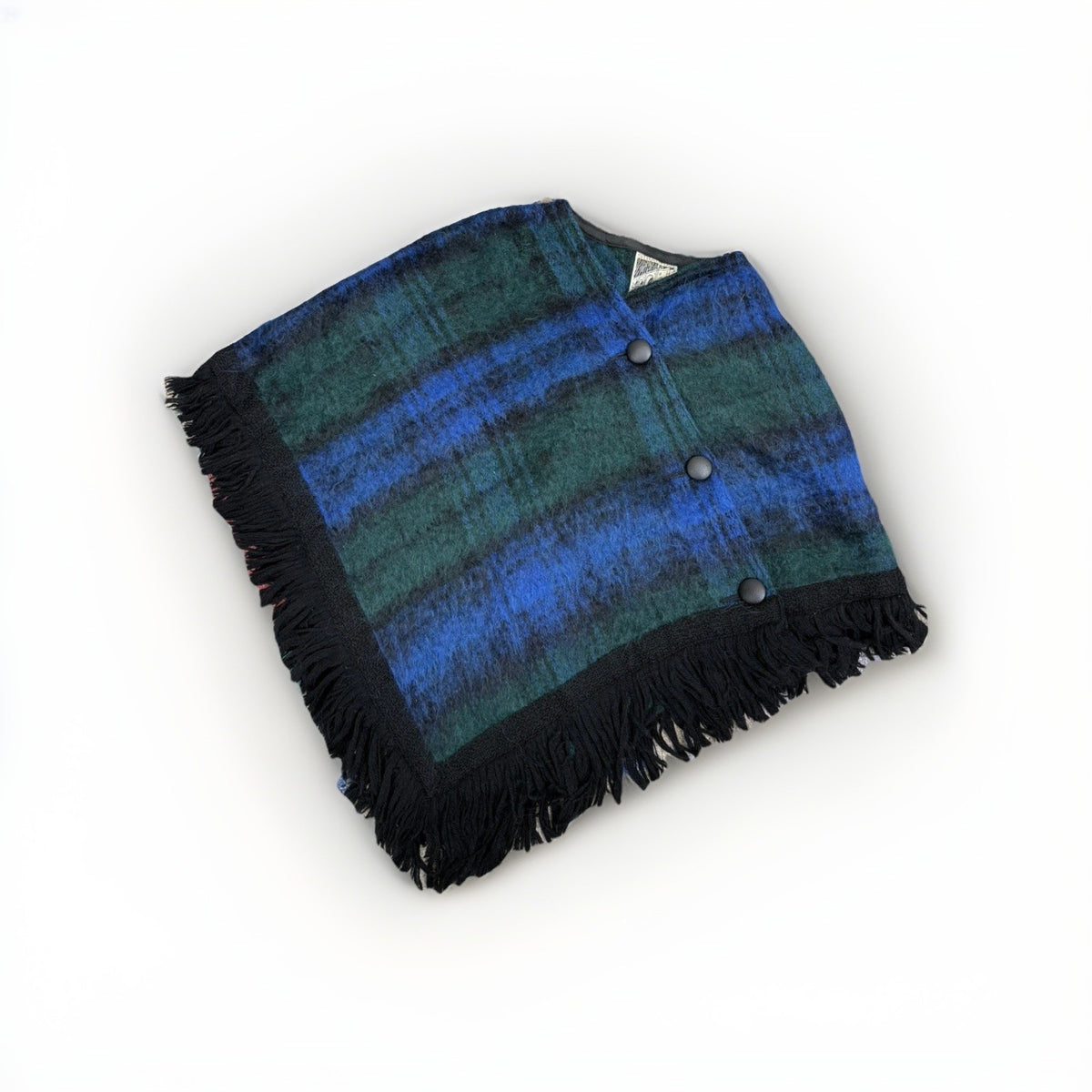 Vintage 60s Aged 3-5 Years Navy Mohair Tweed Cape Strathtay