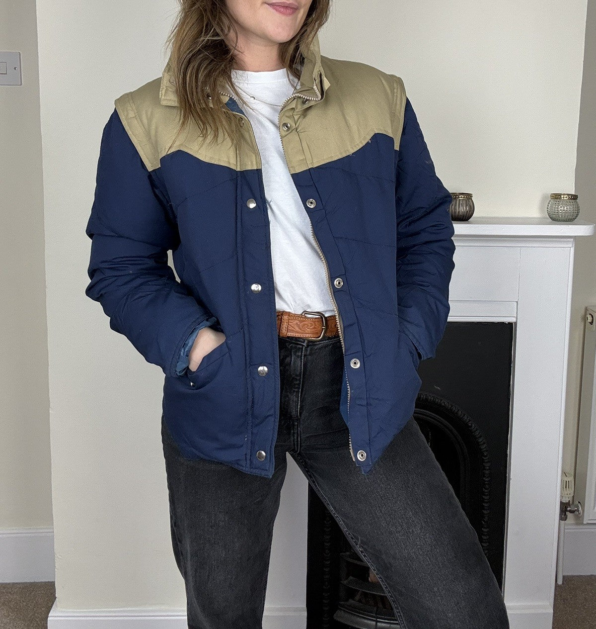 Vintage Size S 6-10 Blue Chinese Down Padded Worker Jacket Banff