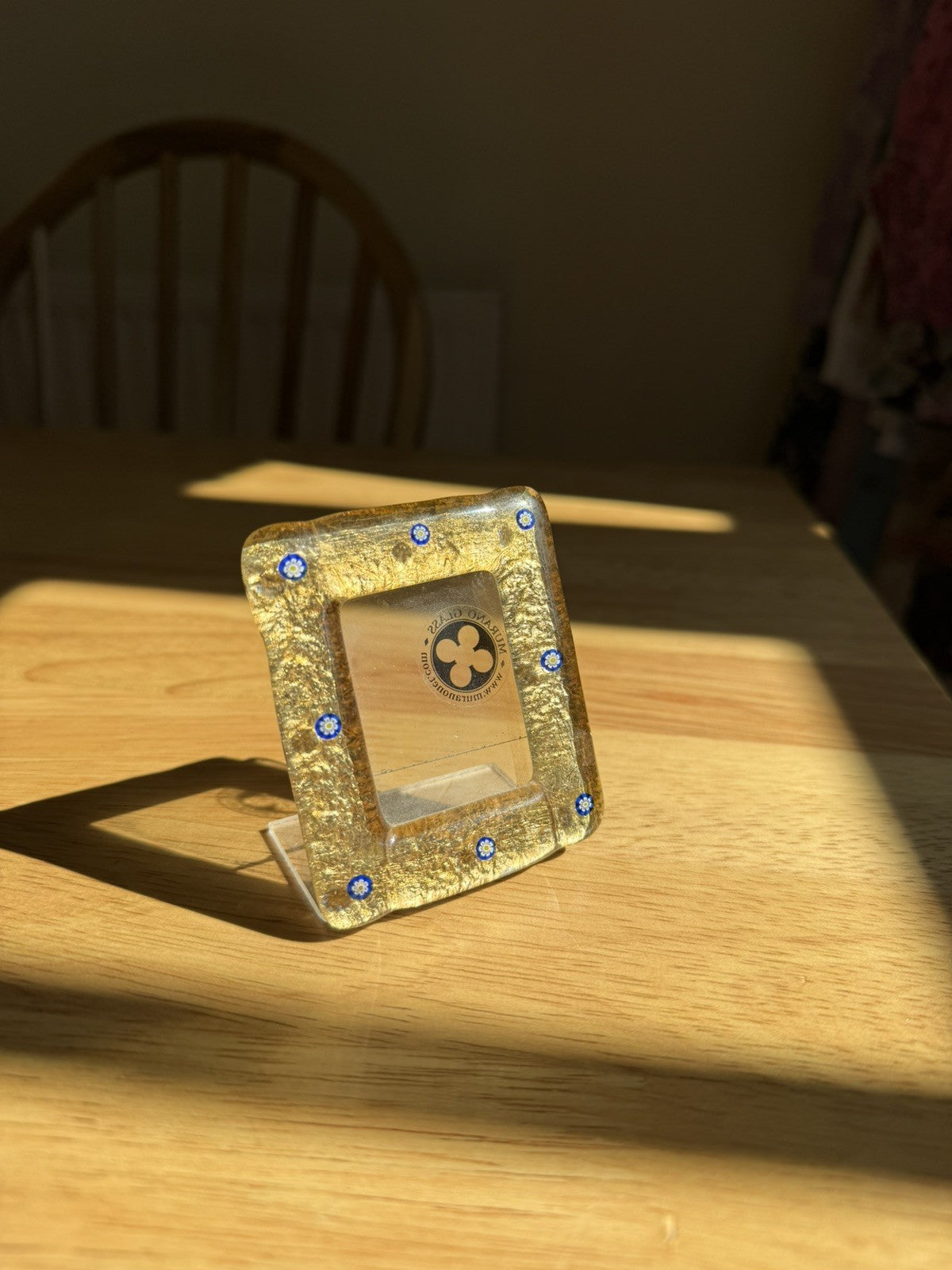 Handmade Murano Glass Millefiori Flower Gold Leaf Photo Frame