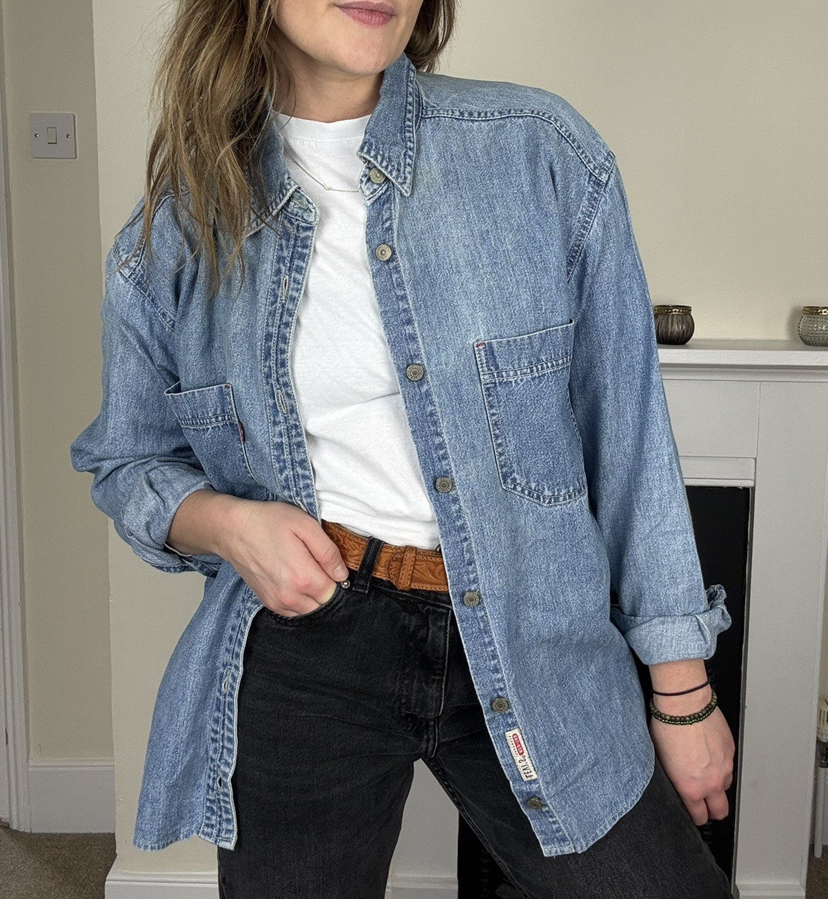 Vintage Size M 6-12 Blue Western Worker Levi's Red Tab Denim Shirt