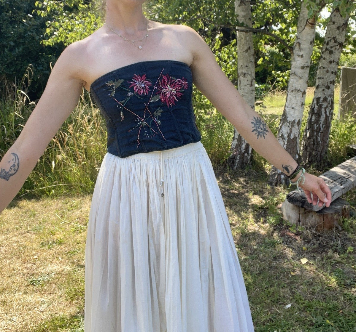 Vintage Size XS 6-8 Whimsical Black Beaded Strapless Corset Top Karen Millen