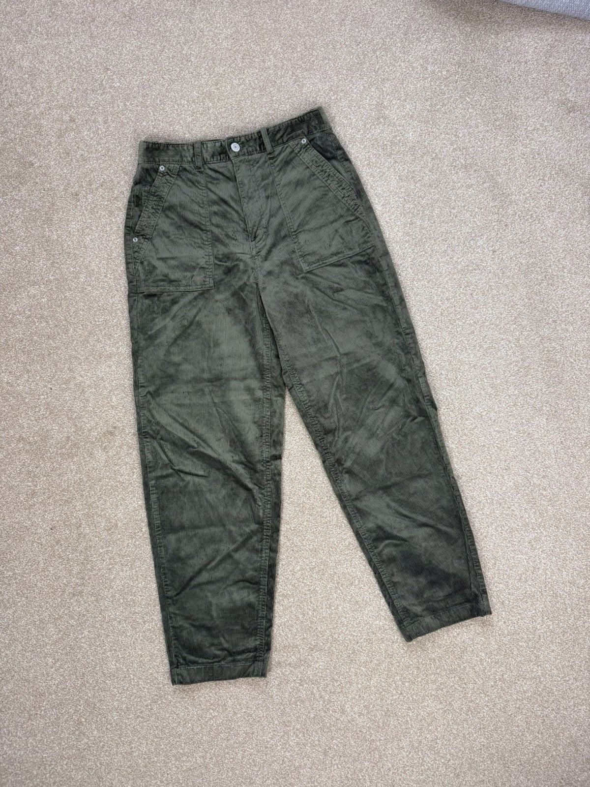 Size 10R Green Corduroy Needlecord Trousers Per Una