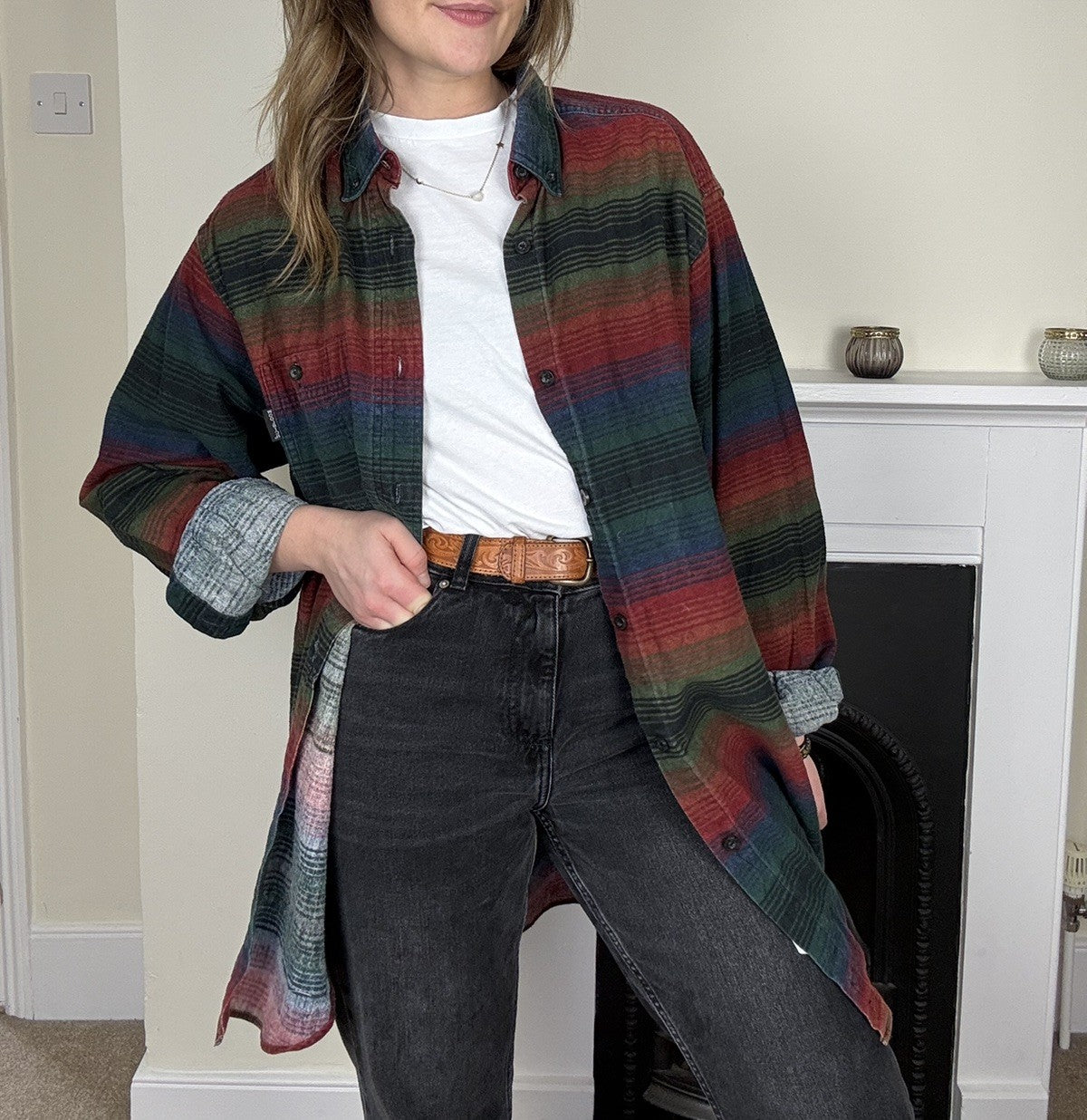 Vintage Size XL  12-18 Brushed Cotton Striped Shirt Woolrich