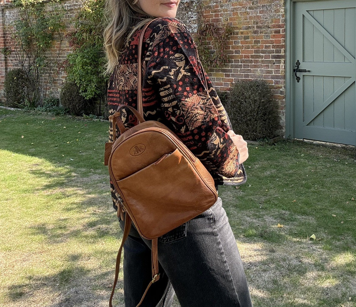 Brown Small Soft Leather Backpack by Rowallan