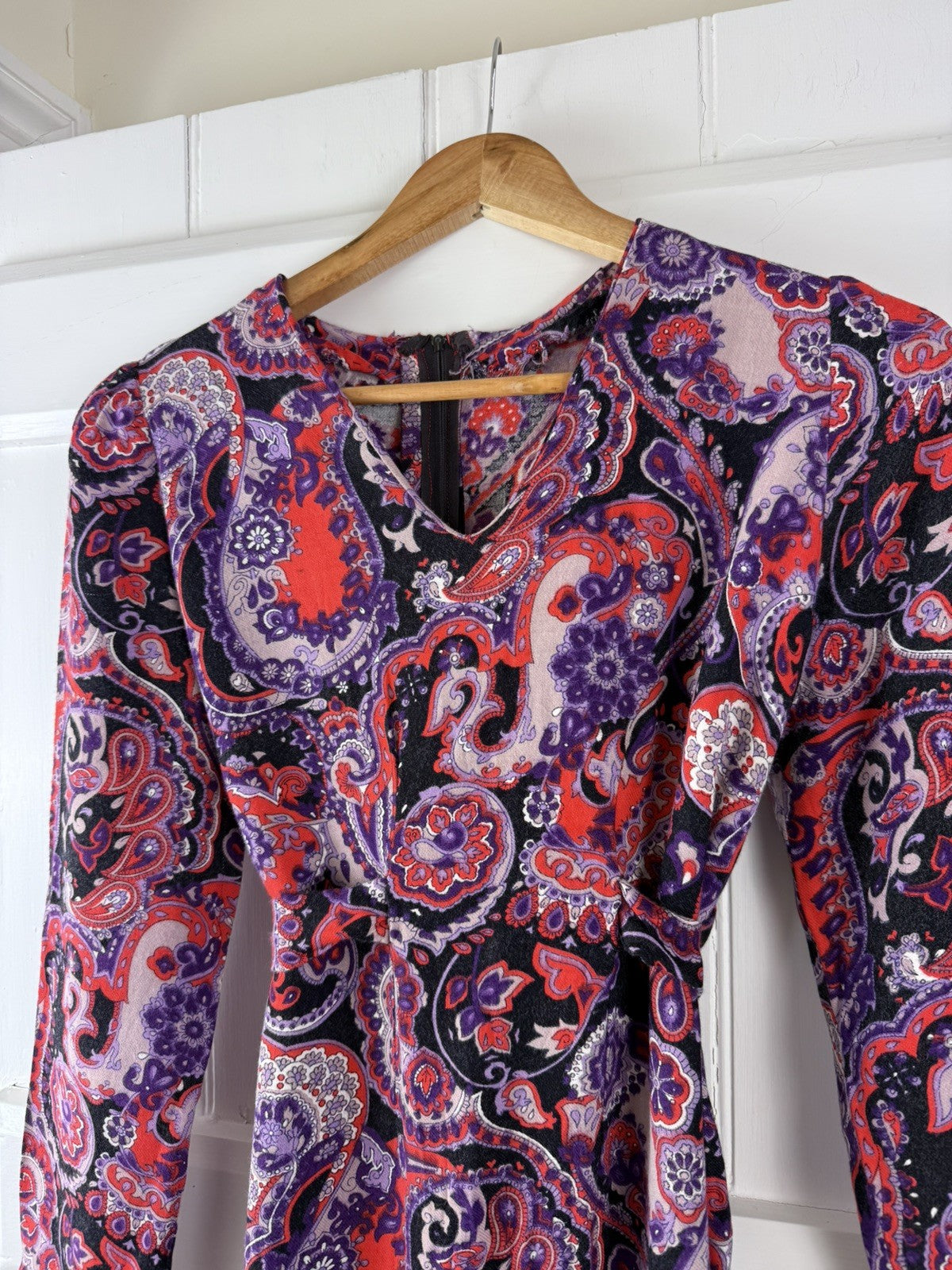Vintage 1960s/70s Size S 6-10 Purple Hippy Psychedelic Daydream Dress