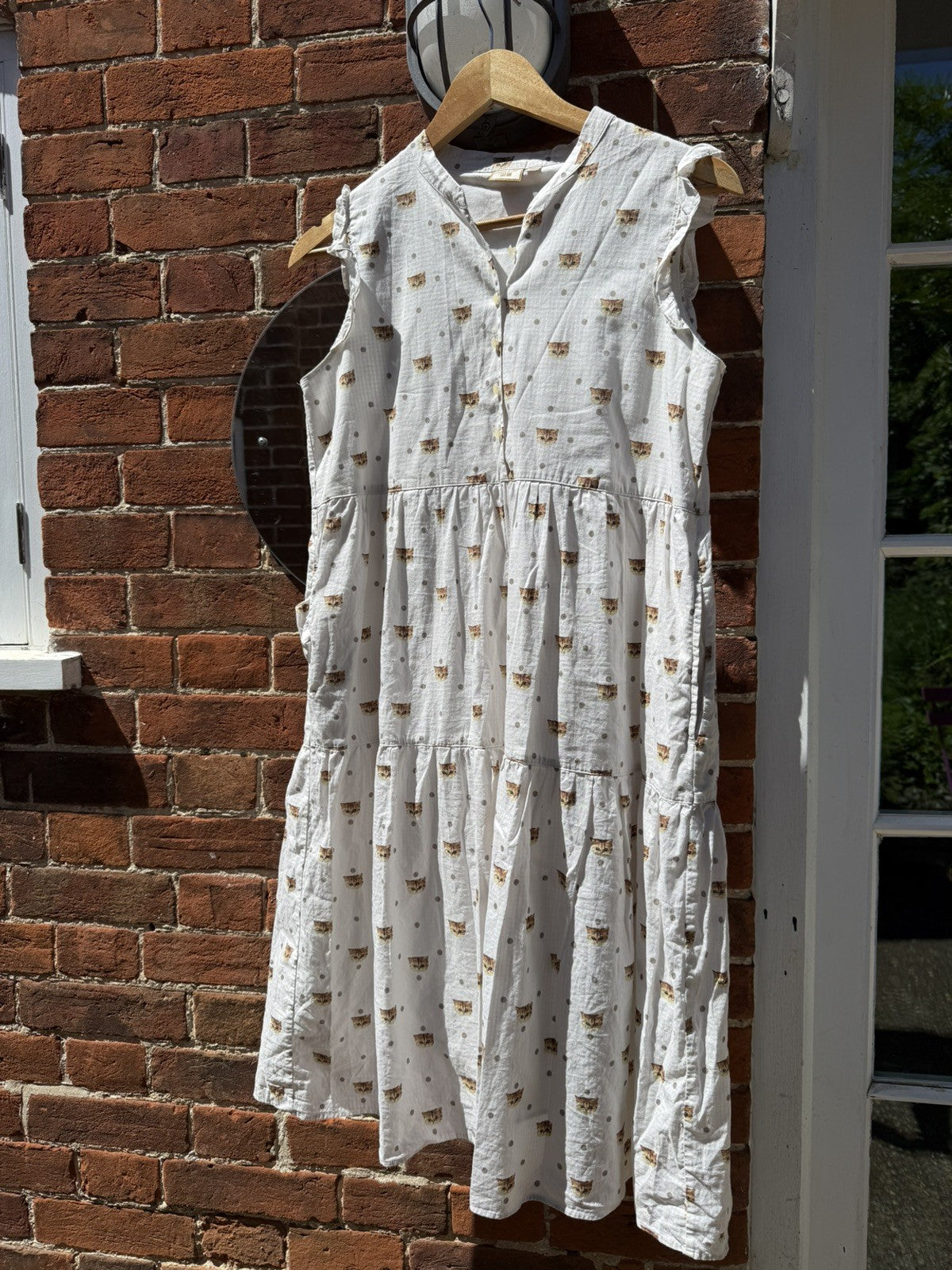Girls Aged 13 Years/ XS 6-8 Paul & Joe Uniqlo Cat Cotton Summer Tiered Dress