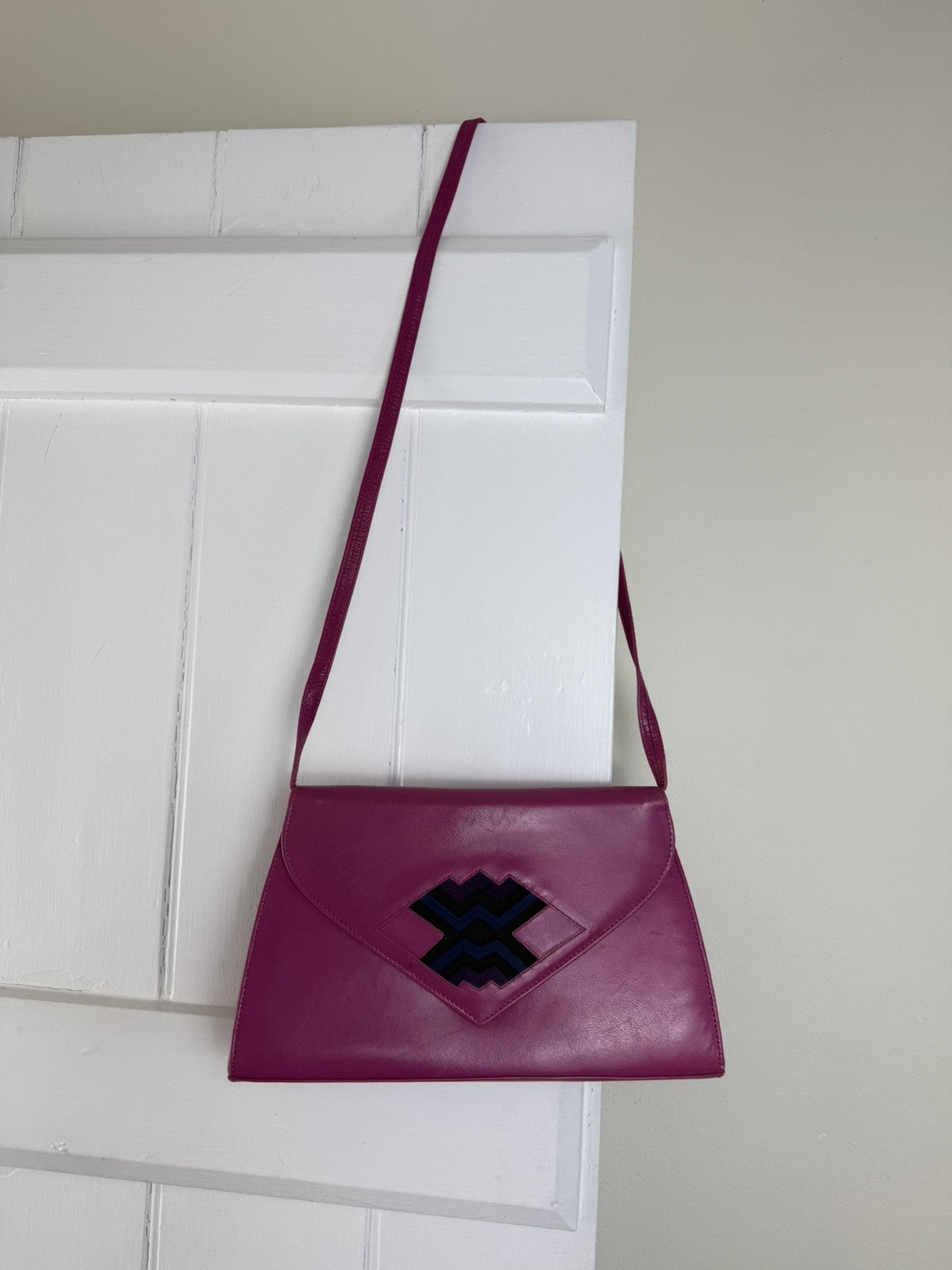 Vintage 80s Vibrant Pink Leather Patterned Bally Bag