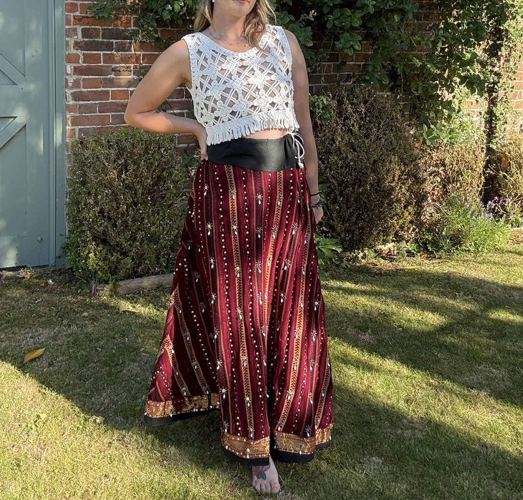 Vintage Free Size 6-14 White Crochet Style Fringed Knit Tank Top