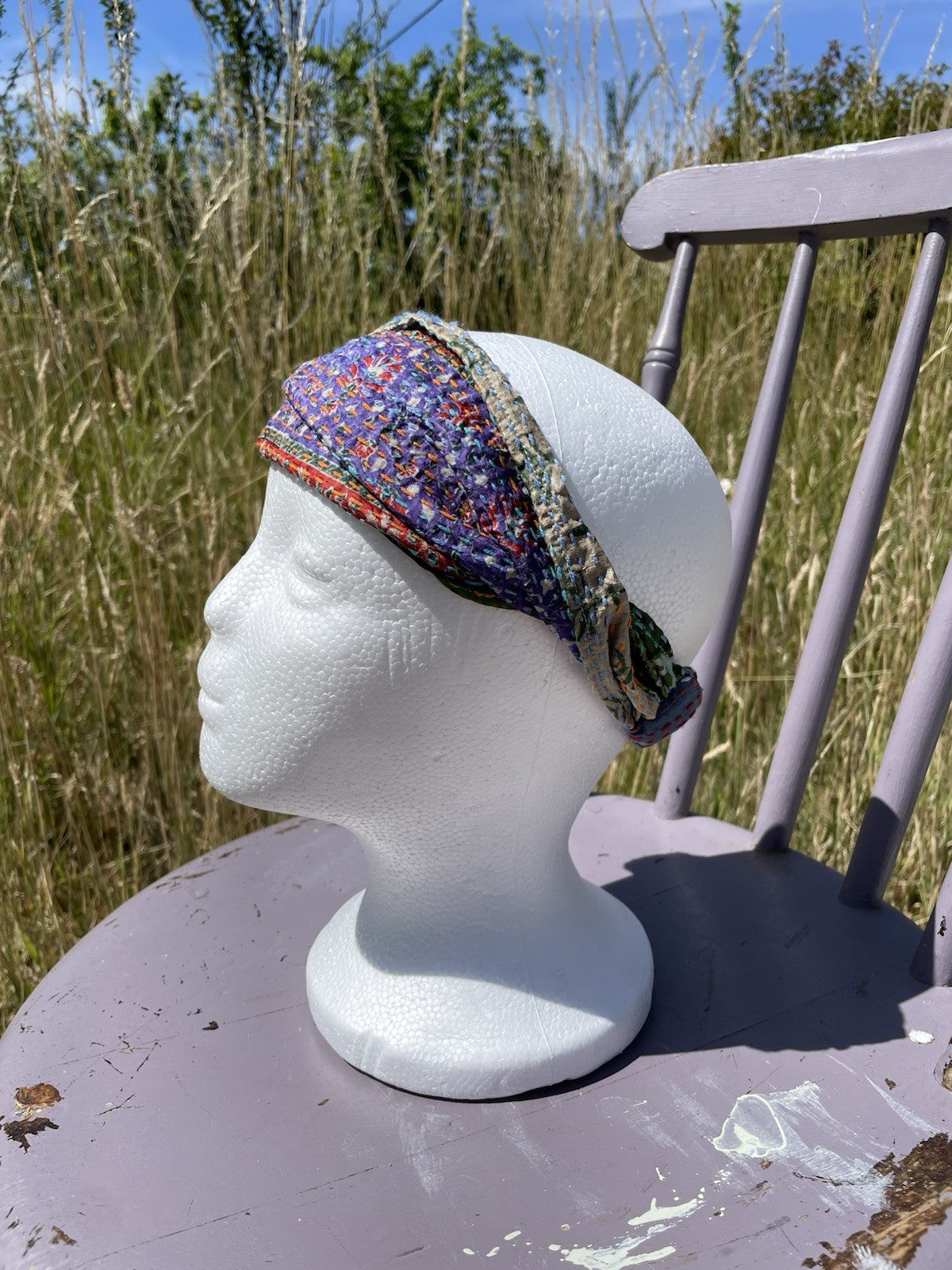 Boho Hippy 100% Silk Embroidered Headband CRC