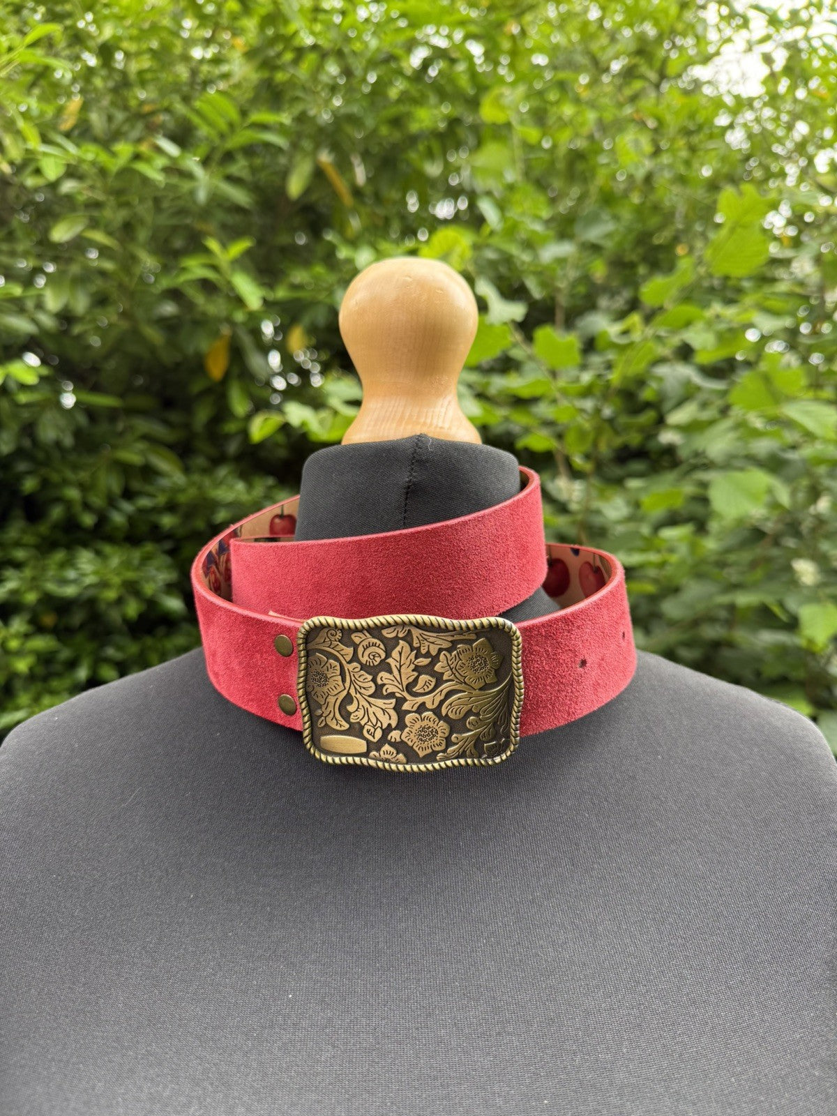 Size S 6-10 Pink Suede Boho Floral Buckle Belt Jigsaw