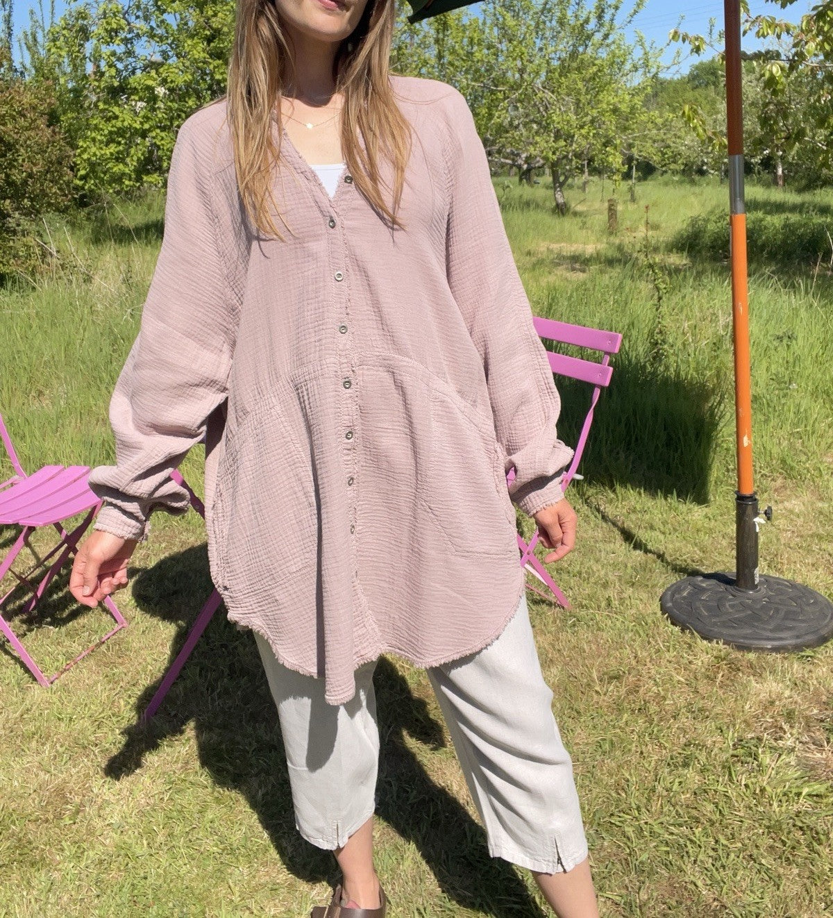 Size S 6-14 Nude Cotton Floaty Oversized Boho Dress Tunic Free People