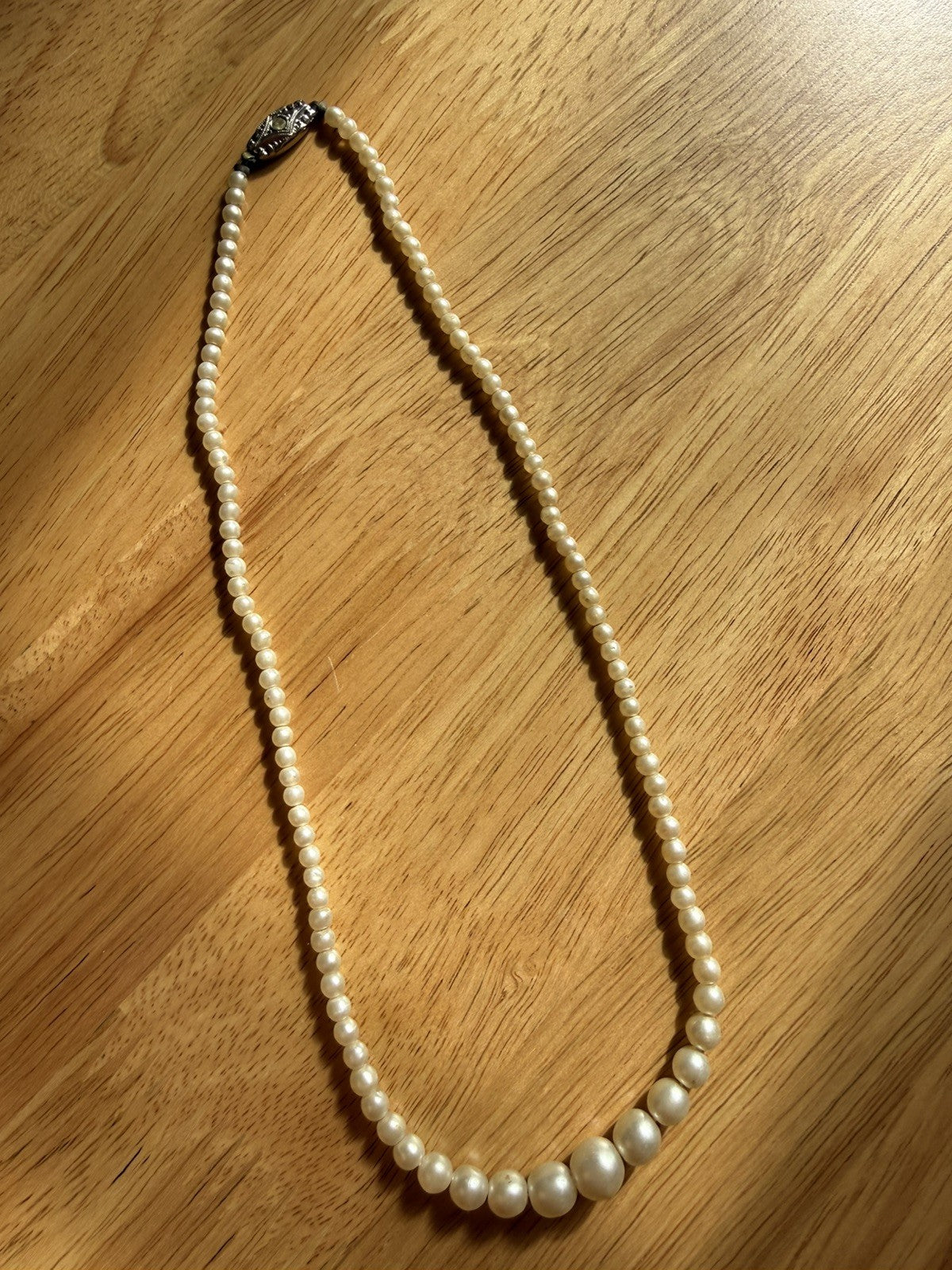 Vintage Faux Pearl Art Deco Clasp Necklace