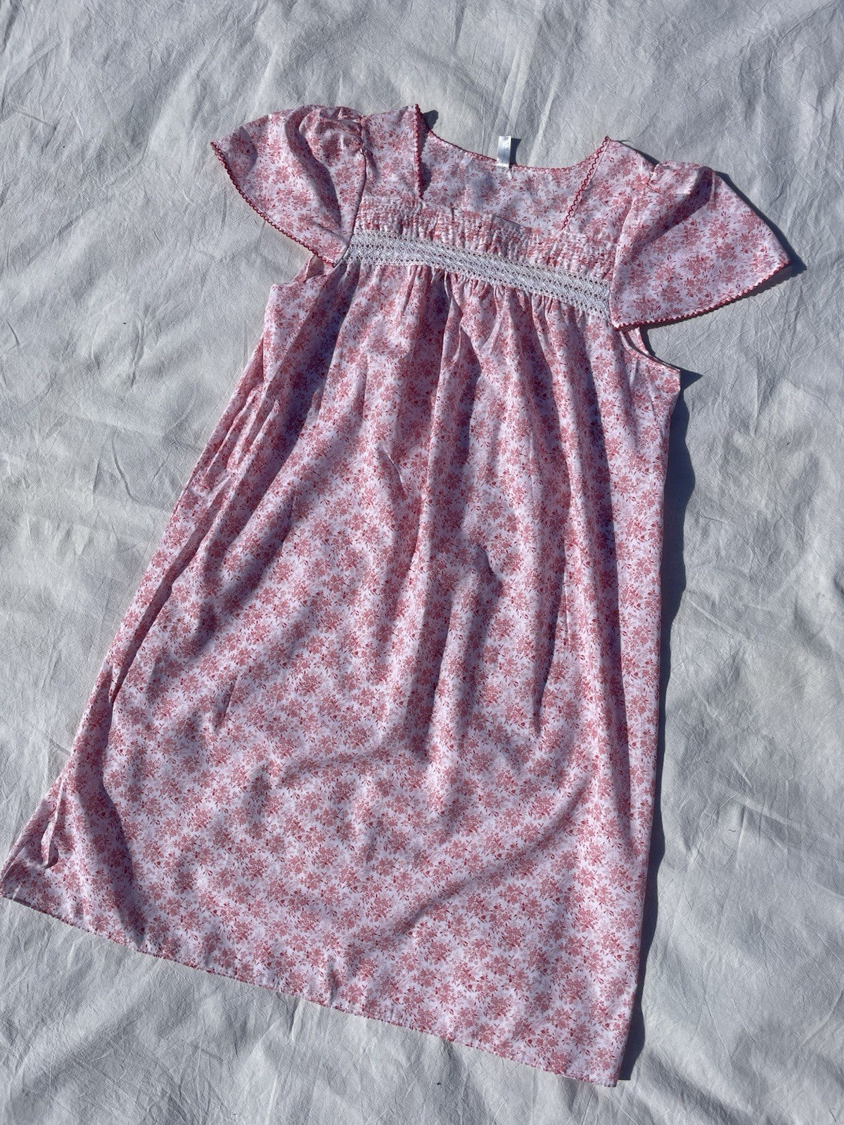 Vintage Size M 10-14 White Floral Patterned Midi Night Dress Miss Helen