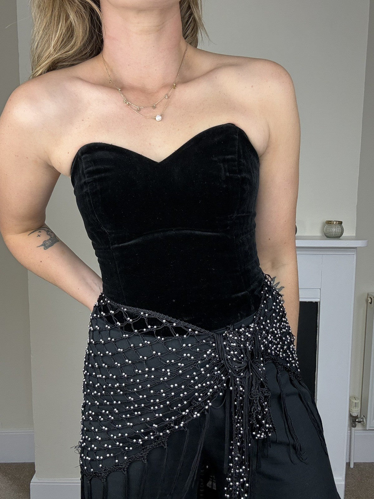 Vintage Size XS 6-8 Black Velvet Corset Bustier Top