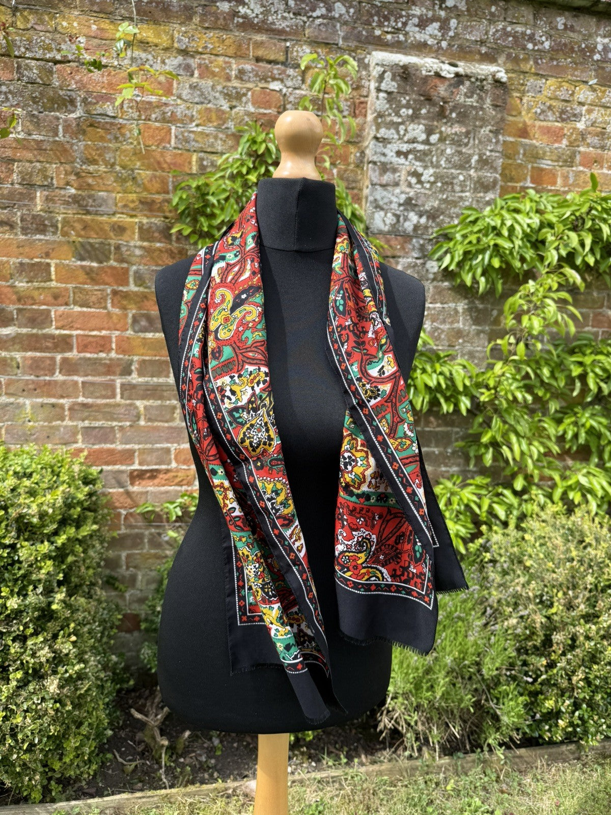 Vintage Black Patterned Neck Scarf