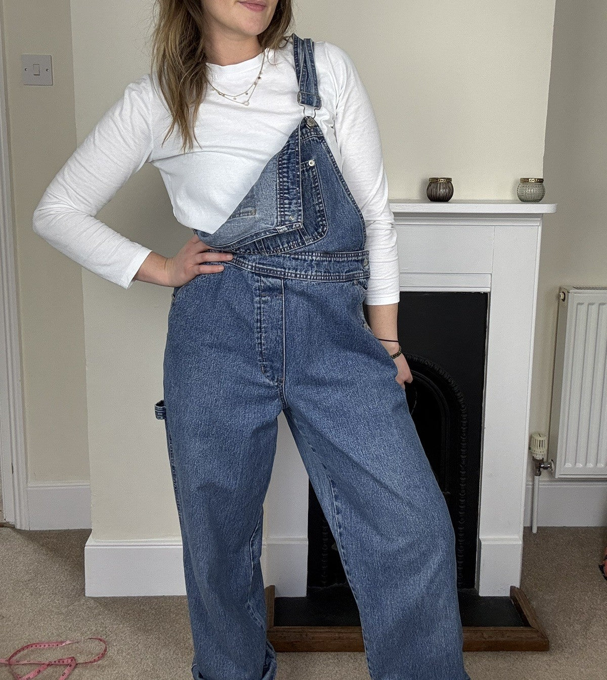 Vintage Size 14 Blue Denim Worker Carpenter Dungarees Jinglers C&A