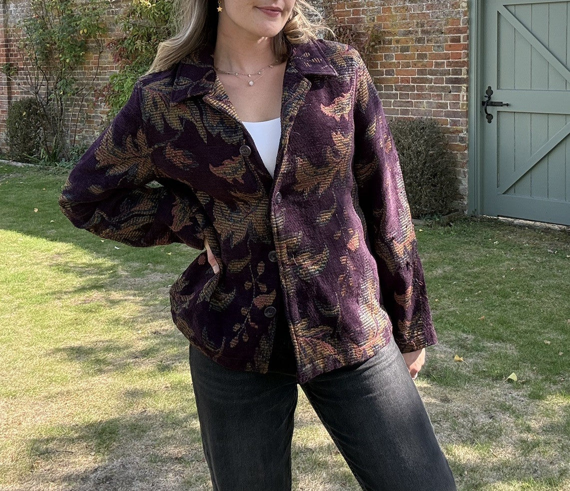 Vintage Size M 10-14 Purple Boho Tapestry Jacket by Robyne Faune