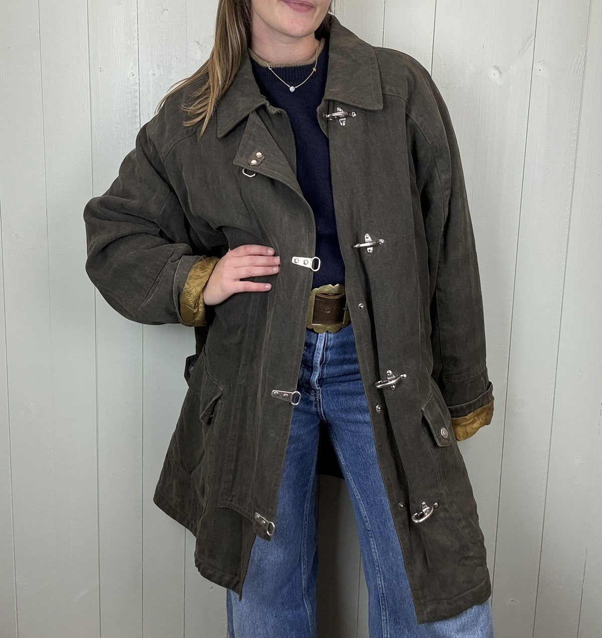 Vintage 4XL 16-24 Dark Grey Fisherman Utility Cotton Jacket Vittorio