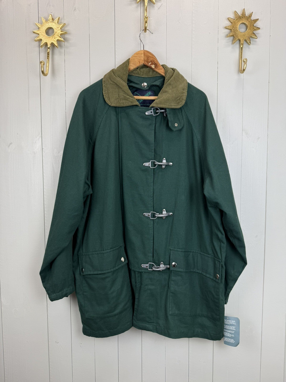 Vintage 3XL 14-24 Dark Green Fisherman Utility Cotton Jacket Blue River