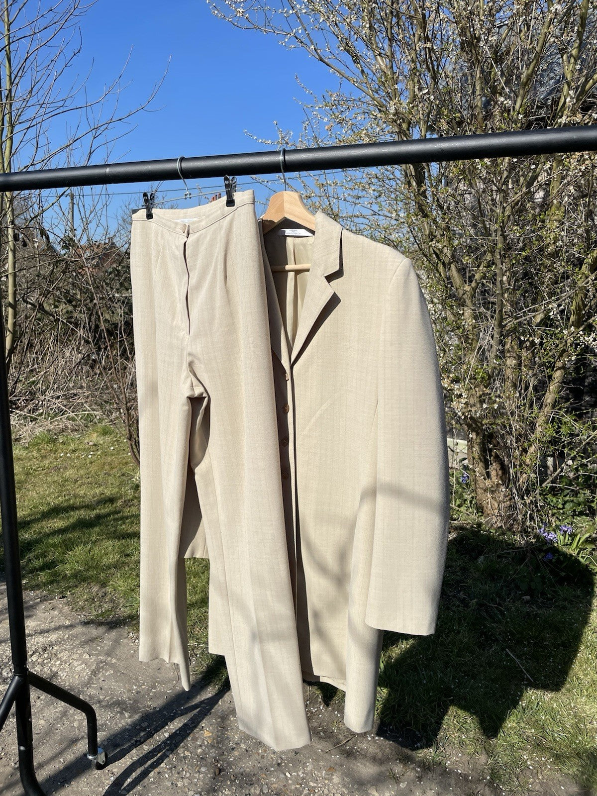 Vintage Size 12 Beige Almond Two Piece Blazer Suit St Michael