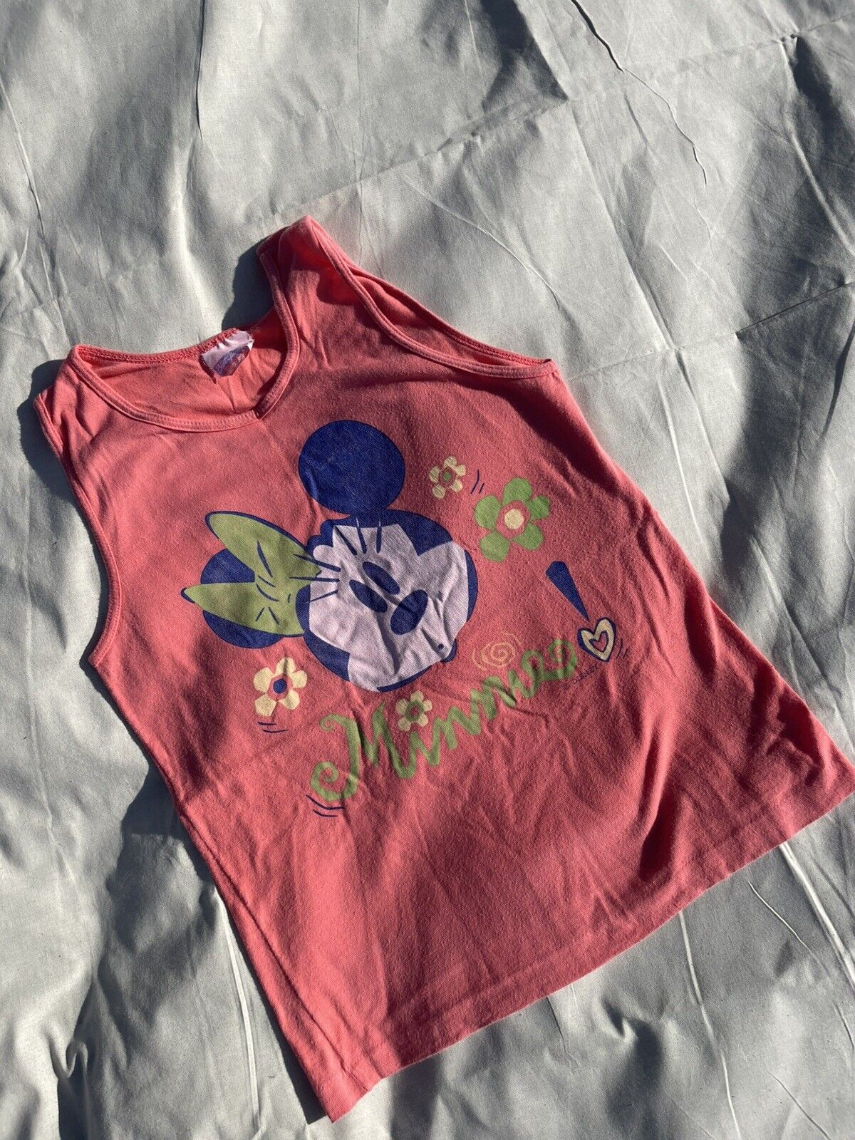 Vintage Aged 6-7 Years Pink Minnie Mouse Cotton Vest Top