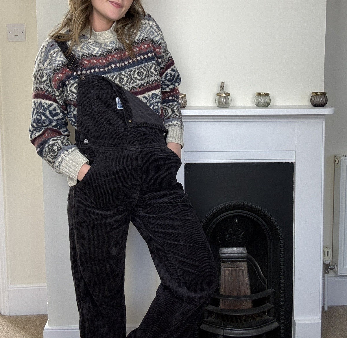 Vintage Size XS 6 & 8 Dark Grey Corduroy Worker Dungarees Diesel Industry