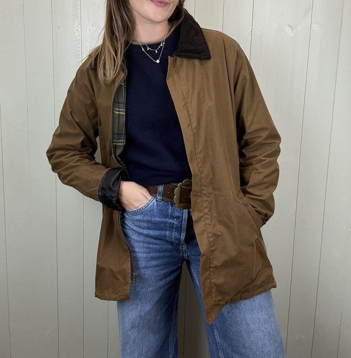 Vintage S 6-10 Brown Waxed Cotton Barn Jacket