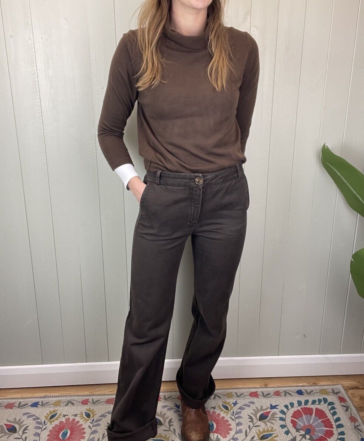 Size 8 Brown Mid Waist Straight Leg Jeans/Trousers Massimo Dutti