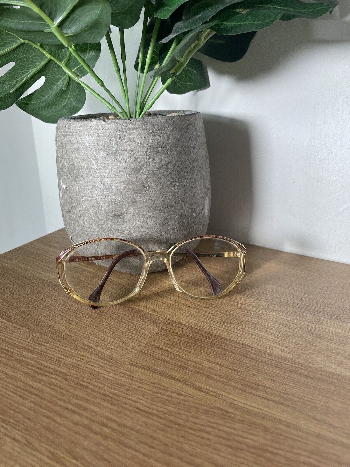 Vintage Brown Art Deco Metal Frame Patterned Eye Glasses